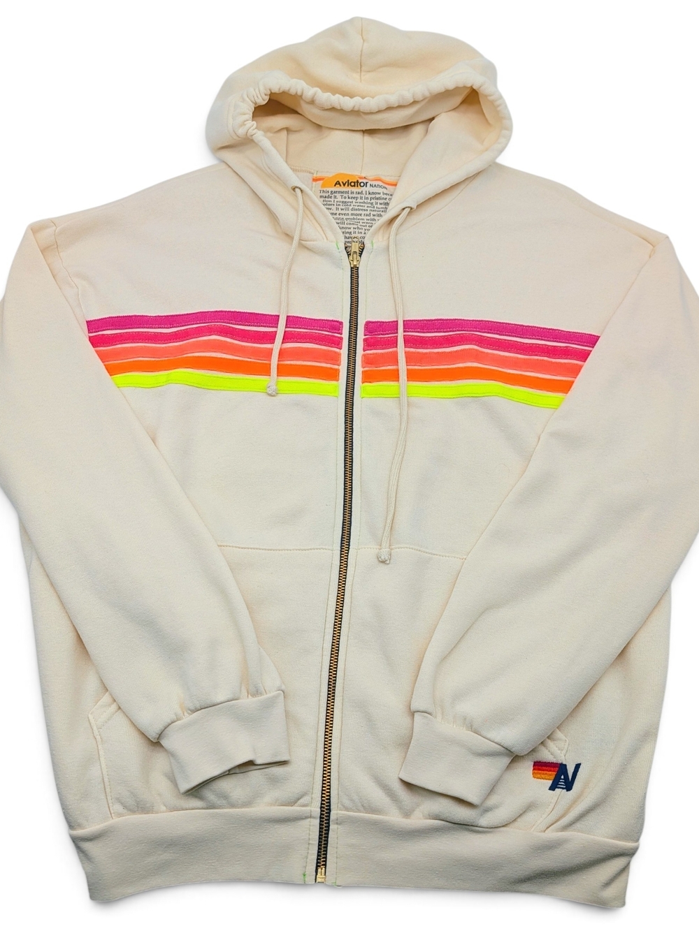 Aviator Nation 5 Stripe Vintage White Neon Stripes SET L/XL - Picture 3 of 12
